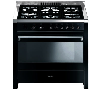 SMEG  Opera 90 Dual Fuel Range Cooker - Black & Stainless Steel